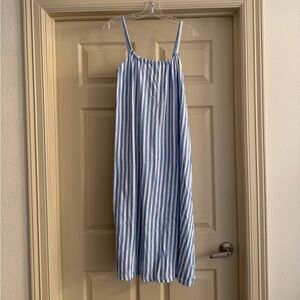 H&M Blue and White Striped Spaghetti Strap Maxi Dress